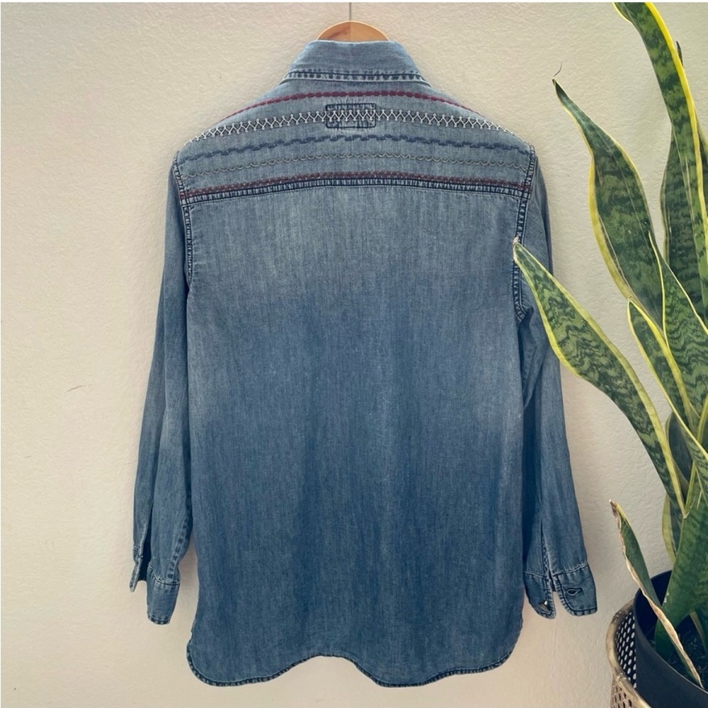 Current/Elliott Blue Denim Button-Down Shirt - Picture 3 of 11